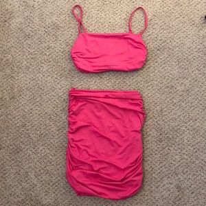 Pink two piece skirt set